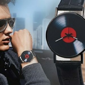 Vinyl record face watch